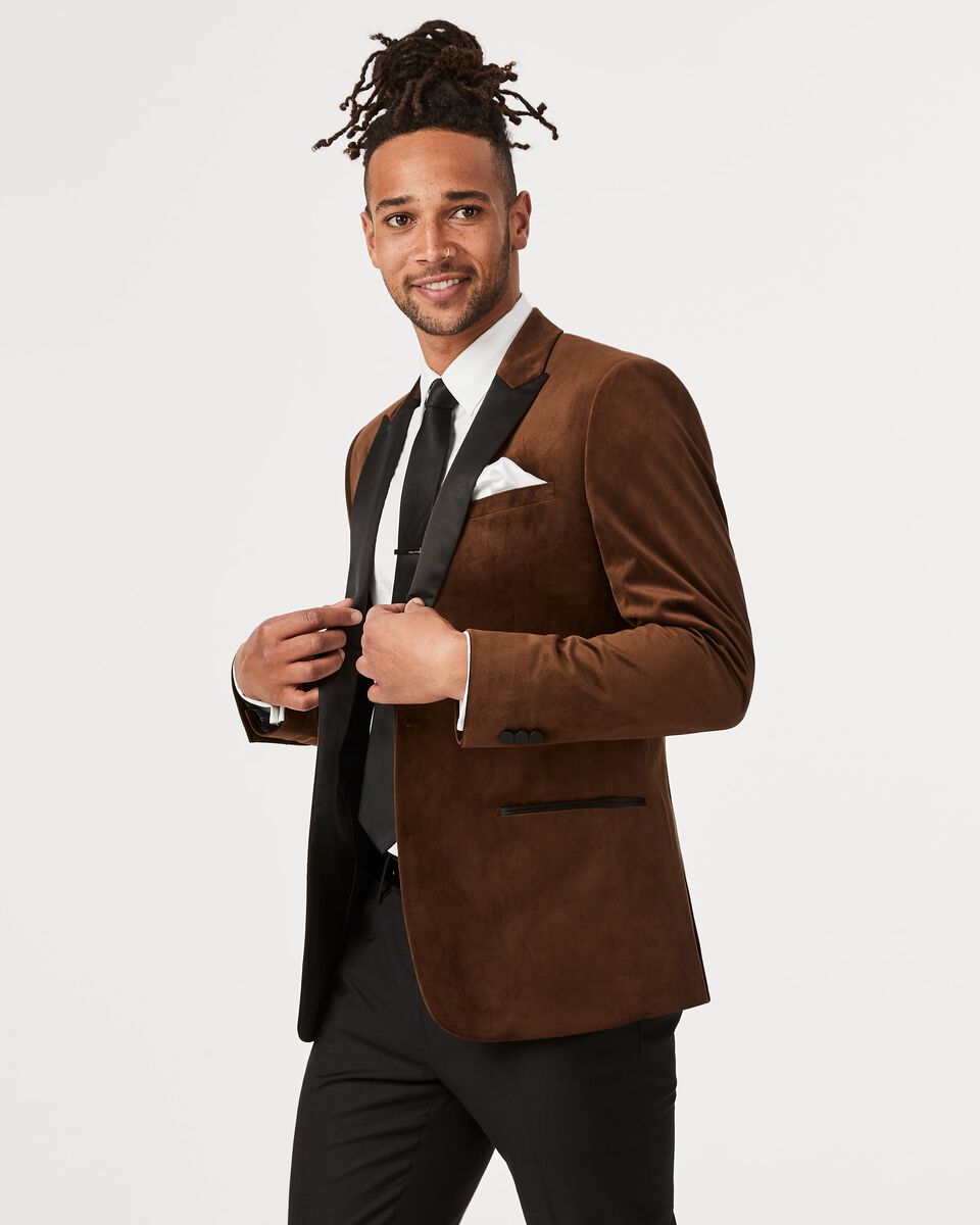 Mens Brown Velvet Tuxedo Jacket